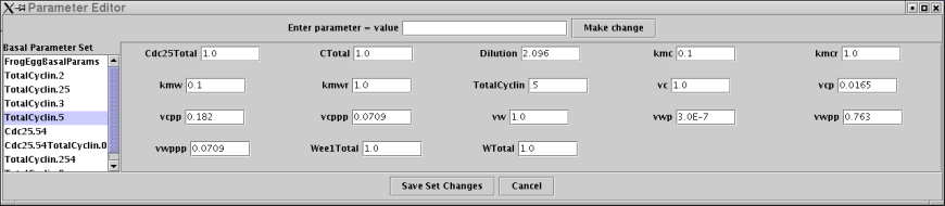 Run Manager parameter set editor